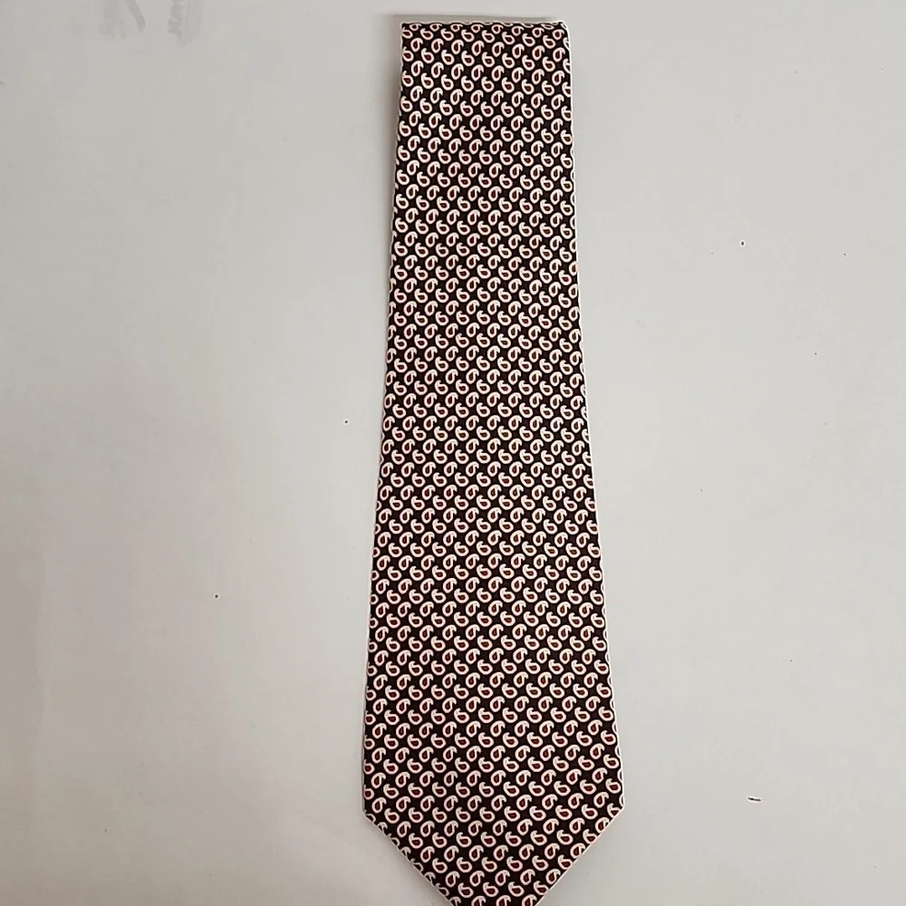 Polo By Ralph Lauren Brown, Red Cream Paisley Tie 100% Silk Hand Finished